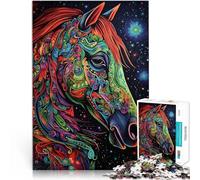 Puzzle da 1000 pezzi per adolescenti Cavallo nell'arte colorata Giocattoli per l'intrattenimento in famiglia per la decorazione della casa 75x50cm