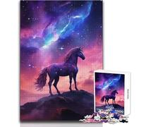 Puzzle da 1000 pezzi per adolescenti Cavallo nello spazio Rompicapo con animali Giochi per famiglie Decorazione per la casa Giocattoli antistress Dimensioni 38x52cm