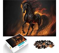 Puzzle da 1000 pezzi per adolescenti cavallo nero Giocattoli educativi per l'apprendimento Giochi per famiglie Migliorare la memoria 38x26cm