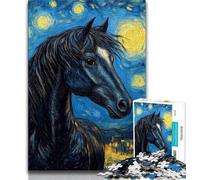 Puzzle da 1000 pezzi per adolescenti Cavallo sotto il cielo notturno, gioco stimolante e gioco educativo per famiglie per compleanno, Natale (75x50cm)
