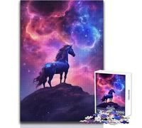 Puzzle da 1000 pezzi per adolescenti, cavallo spaziale, cielo galattico, gioco di sfida unico ma divertente e umoristico, opera d'arte regalo, dimensioni 38x52cm