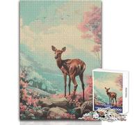 Puzzle da 1000 pezzi per adolescenti, cerbiatto in un paesaggio da sogno, rilassante e dolce svago, taglio fine e liscio, giocattolo artigianale, dimensioni 50x75cm