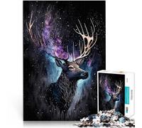 Puzzle da 1000 pezzi per adolescenti cervi colorati nella notte Fatto di cartone per età 14+ Allena il tuo cervello e le tue mani Regali di gioco di Natale misurare：38x52cm