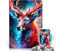 Puzzle da 1000 pezzi per adolescenti Cervo al neon mistico Gioco di famiglia antistress sfida difficile Adatto per la decorazione del desktop 52x38cm