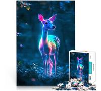 Puzzle da 1000 pezzi per adolescenti Cervo al neon nella foresta Giocattoli di gioco impegnativi è ideale come regalo per tutta la famiglia 52x38cm