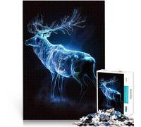 Puzzle da 1000 pezzi per adolescenti Cervo blu luminoso Giocattolo educativo intellettuale decomprimente Lista dei desideri con Babbo Natale 38x26cm