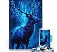Puzzle da 1000 pezzi per adolescenti Cervo blu mistico Giocattoli educativi per l'apprendimento Giochi per famiglie decorazione murale 75x50cm