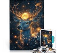 Puzzle da 1000 pezzi per adolescenti Cervo dell'anima fantasy giochi divertenti per famiglie con poster abbinato e foglio di quiz 38x26cm