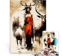 Puzzle da 1000 pezzi per adolescenti CERVO DONNA SELVAGGIA Giocattoli per l'intrattenimento in famiglia Giocattoli per la decorazione della casa 75x50cm