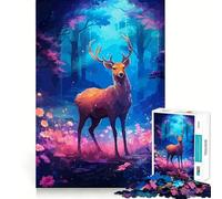 Puzzle da 1000 pezzi per adolescenti,cervo fantasy,pixel art,taglio preciso,divertente gioco di logica,gioco tranquillo,decorazione natalizia,regalo (38x26cm)