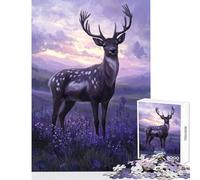 Puzzle da 1000 pezzi per adolescenti Cervo in campo di lavanda Giocattolo Decorazione da parete Regali di compleanno Giochi rilassanti Allena il tuo cervello e le tue mani Dimensioni 38x26cm