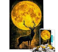 Puzzle da 1000 pezzi per adolescenti cervo luna animali puzzle per adulti giochi divertenti difficile ideale per compleanni e Natale (dimensioni 38x52cm)