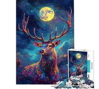 Puzzle da 1000 pezzi per adolescenti cervo mistico al chiaro di luna giocattolo educativo sfida difficile regalo per donne e uomini (dimensioni 38x52cm)