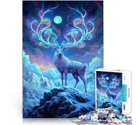 Puzzle da 1000 pezzi per adolescenti Cervo mistico sotto il cielo stellato Difficile e sfidante Migliorare l'amore tra le coppie 75x50cm