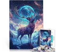 Puzzle da 1000 pezzi per adolescenti Cervo mistico sotto il cielo stellato Giocattoli da gioco Giocattoli per la decorazione della casa 52x38cm