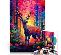 Puzzle da 1000 pezzi per adolescenti Cervo Natura Animale Fatto di cartone per età 14+ Opera d'arte Regali difficili per donne e uomini misurare:38x52cm