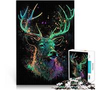 Puzzle da 1000 pezzi per adolescenti Cervo Neon Difficile da completare ma divertente e umoristico Adatto per la decorazione del desktop 75x50cm
