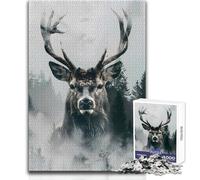 Puzzle da 1000 pezzi per adolescenti, cervo, presenza regale, accogliente, rilassante, giocattolo da gioco avanzato con taglio di precisione, dimensioni 50x75cm