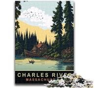 Puzzle da 1000 pezzi per adolescenti Charles River MA per ragazzi dai 14 anni in su, sfida educativa, attività divertenti a casa, regali di compleanno, regali di viaggio (dimensioni 50x70cm)