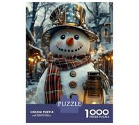 Puzzle Da 1000 Pezzi Per Adolescenti Charming Snowman with Lantern Puzzle Per Adolescenti Gioco Per Famiglie Migliora La Memoria Regali Unici Per Compleanno E Natale 52x38cm/1000pcs