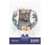 Puzzle Da 1000 Pezzi Per Adolescenti Chartreux Cat Painting Puzzle Per Adulti Gioco Pratico Assemblaggio Di Modelli Regali Unici Per Compleanni E Occasioni Speciali 52x38cm/1000pcs