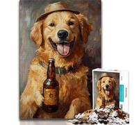 Puzzle da 1000 pezzi per adolescenti che bevono Golden Retriever, giocattoli per l'intrattenimento della famiglia, ideali come regalo per tutta la famiglia (75x50cm)