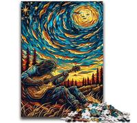 Puzzle da 1000 pezzi per adolescenti che suonano la chitarra sotto le stelle, gioco per famiglie, antistress, sfida difficile, collezione di artisti, belle arti 26x38cm