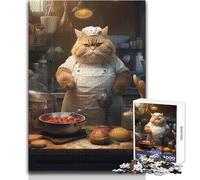 Puzzle da 1000 pezzi per adolescenti Chef Cat Gioco di sfida unico Taglio di precisione Giocattolo educativo Dimensioni 38x26cm