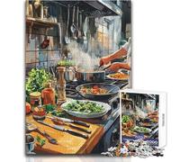 Puzzle da 1000 pezzi per adolescenti Chef che cucina in cucina Gioco rompicapo di velocità a mano Ottimo regalo per i giochi (dimensioni 38x52cm)
