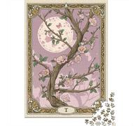 Puzzle Da 1000 Pezzi Per Adolescenti Cherry Blossom Moon Tarot Card Puzzle Per Adulti Giocattoli Antistress Sfida Difficile Impegnativo Da Completare 52x38cm/1000pcs