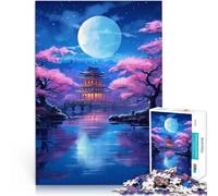 Puzzle da 1000 pezzi per adolescenti Chiaro di luna mistico giapponese Sollievo dallo stress Adatto per la decorazione del desktop 52x38cm