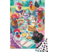 Puzzle Da 1000 Pezzi Per Adolescenti Chickens Tea Party Puzzle Per Adulti Gioco Per Famiglie Corsa Di Velocità Manuale Regali Unici Per Compleanno E Natale 38x26cm/1000pcs