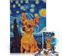 Puzzle da 1000 pezzi per adolescenti Chihuahua notte stellata Gioco intellettuale giocattolo Lista dei desideri con Babbo Natale 75x50cm