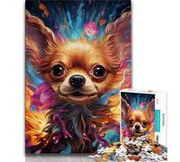 Puzzle da 1000 pezzi per adolescenti Chihuahua psichedelico, difficile da completare ma divertente e umoristico regalo di compleanno, regali, arte murale (38x26cm)