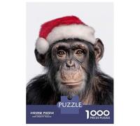 Puzzle Da 1000 Pezzi Per Adolescenti Christmas Chimpanzee Wearing A Santa Hat Puzzle Per Adulti Gioco Rompicapo Difficile Divertente Attività A Casa 38x26cm/1000pcs