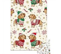 Puzzle Da 1000 Pezzi Per Adolescenti Christmas Dachshund Wrapping Paper Puzzle Per Adolescenti Gioco Pratico Migliora La Memoria Regali Per Amici E Familiari 52x38cm/1000pcs