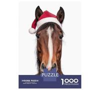 Puzzle Da 1000 Pezzi Per Adolescenti Christmas Horse with Santa Hat Puzzle Per Adulti Giocattoli Antistress Sfida Difficile Regali Di Compleanno E Unici 38x26cm/1000pcs