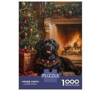 Puzzle Da 1000 Pezzi Per Adolescenti Christmas Newfoundland Dog by Fireplace Painting Puzzle Per Adulti Gioco Rompicapo Assemblaggio Di Modelli Regali Di Compleanno E Unici 52x38cm/1000pcs