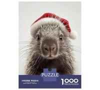 Puzzle Da 1000 Pezzi Per Adolescenti Christmas Porcupine Wearing Santa Hat Puzzle Per Adolescenti Gioco Rompicapo Regali Per Donne Attività Divertenti A Casa 38x26cm/1000pcs