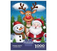 Puzzle Da 1000 Pezzi Per Adolescenti Christmas Santa Reindeer Snowman Puzzle Per Adolescenti Gioco Rompicapo Regali Per Donne Attività Divertenti A Casa 70x50cm/1000pcs