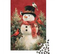 Puzzle Da 1000 Pezzi Per Adolescenti Christmas Snowman with Cardinals Adolescenti Puzzle Giochi Rilassanti Difficili Regali Difficili Per Amici E Familiari 52x38cm/1000pcs