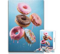 Puzzle da 1000 pezzi per adolescenti, ciambelle dolci volanti, gioco educativo per famiglie, sfida difficile, regalo di compleanno, dimensioni 50x75cm