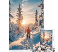 Puzzle da 1000 pezzi per adolescenti ciaspolate al tramonto giocattoli antistress regalo per compleanni gioco pratico aiuta a esercitare il cervello dimensioni 38x52cm