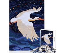 Puzzle da 1000 pezzi per adolescenti Cicogna bianca che plana nel cielo stellato giocattoli fai da te regali per donne e uomini gioco pratico collezione di artisti belle arti dimensioni 50x75cm