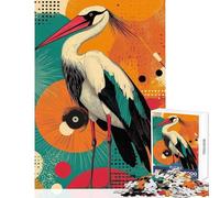 Puzzle da 1000 pezzi per adolescenti Cicogna con sfondo geometrico (Giocattolo educativo Regali di Babbo Natale segreto Gioco educativo Collezione di artisti,Belle arti dimensioni 50x75cm