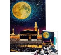 Puzzle da 1000 pezzi per adolescenti Cielo notturno La moschea Kaaba alla Mecca Dipinto Aiuta l'esercizio del cervello Regalo per donne Giochi per famiglie dai 14 anni in su Gioco di puzzle offerto