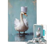 Puzzle da 1000 pezzi per adolescenti cigno con cappello di carta igienica Puzzle per adulti giocattolo decorativo da parete regalo antistress (dimensioni 38x52cm)