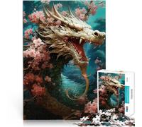 Puzzle da 1000 pezzi per adolescenti Ciliegia drago giapponese Allena il tuo cervello e le tue mani Lista dei desideri con Babbo Natale 50x70cm