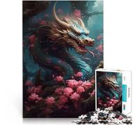 Puzzle da 1000 pezzi per adolescenti Ciliegia drago giapponese Riduzione dello stress interessante Adatto per la decorazione del desktop 75x50cm