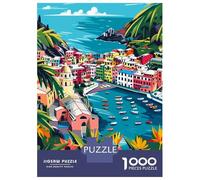 Puzzle Da 1000 Pezzi Per Adolescenti Cinque Terre Italy Minimalist Art Puzzle Per Adulti Giochi Per Famiglie Regali Per Donne Aiuta L'esercizio Del Cervello 52x38cm/1000pcs
